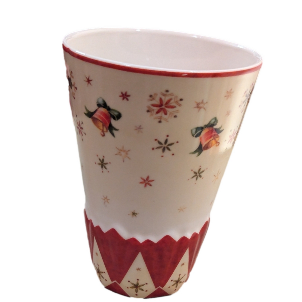 🎁 Villeroy & Boch Christmas Holiday Mug Bells red white collectibles